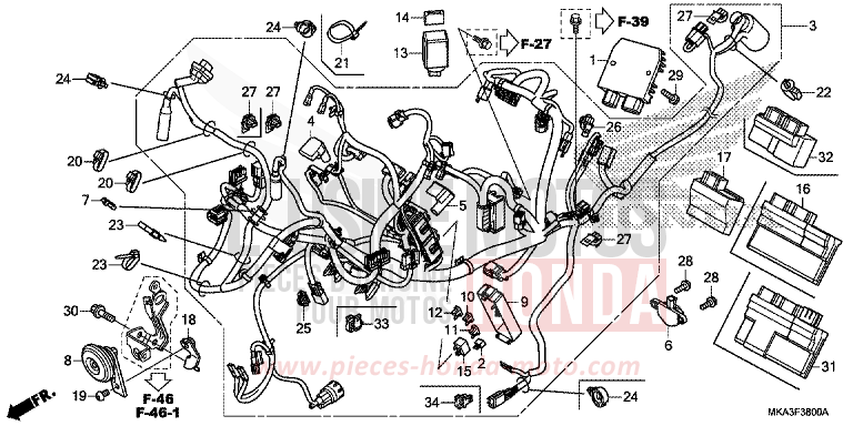 FAISCEAU DES FILS von NC750X DCT MAT GUNPOWDER BLACK METALLIC (NH436) von 2017